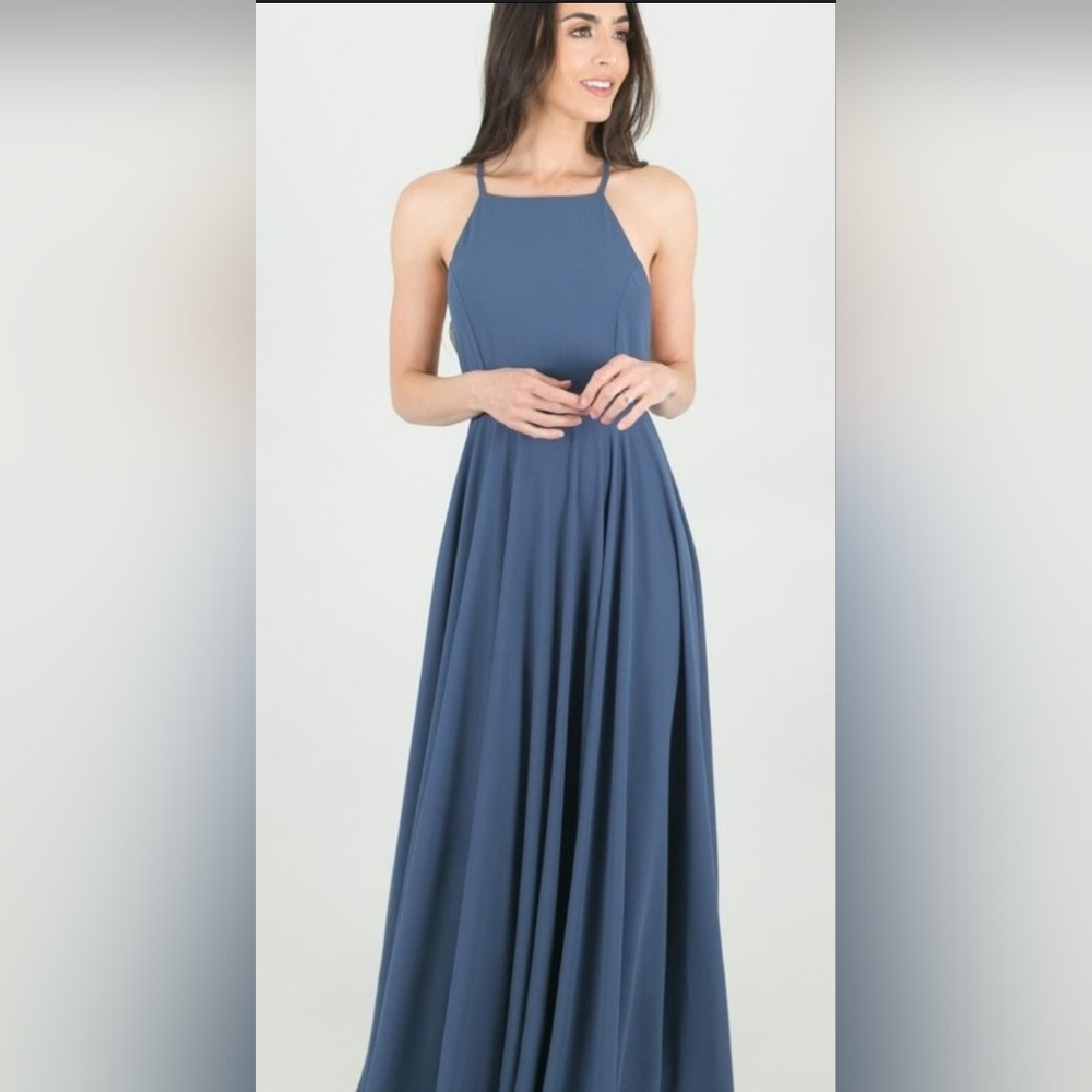 Dreamy Romance Slate Blue Backless Maxi Dress (similar)